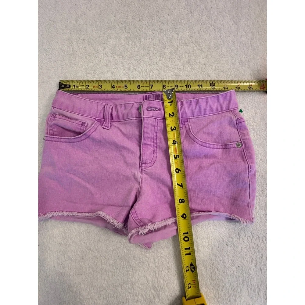 Justice Girls Purple‎ Denim Shorts Raw Hem Size 10 Plus Stretch Jean Shorts